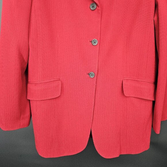 Garfield Marks Blazer Jacket Womens 12 Red Black Collar 4 Button Holiday USA - Picture 4 of 14